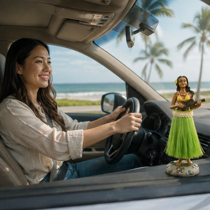 Hawaiian Dancing Girl Dashboard Ornament – Cute Bobblehead Car Decoration for Interior Styling and Tropical Gift Ideas