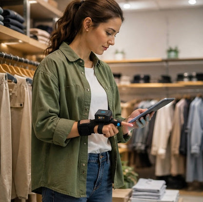 Wearable Bluetooth Barcode Scanner – Wireless Finger Glove Scanner for 1D QR Codes, Warehouses and Inventory Management