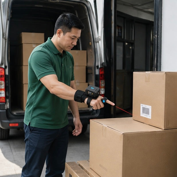 Wearable Bluetooth Barcode Scanner – Wireless Finger Glove Scanner for 1D QR Codes, Warehouses and Inventory Management