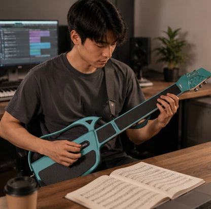 Foldable Stringless Electric Guitar - Portable Auto Chord Musical Instrument for Beginners, Students and Creative Practice