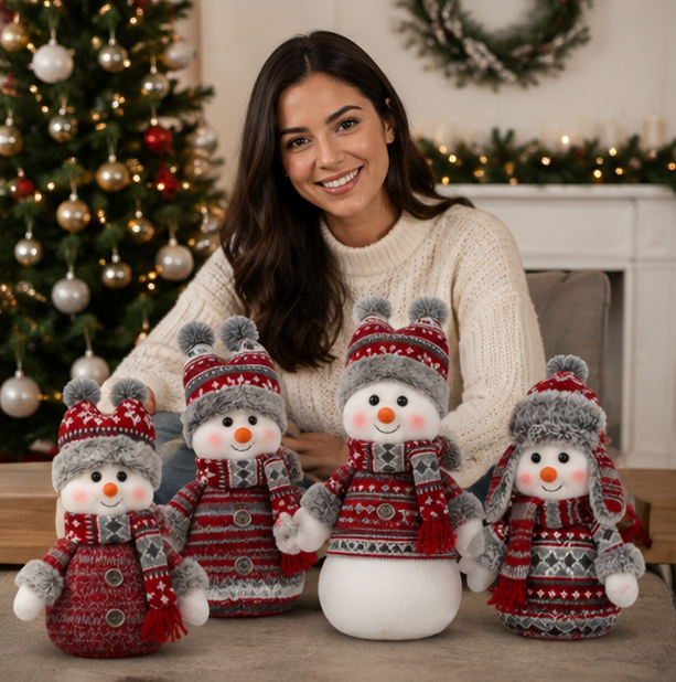 Fabric Snowman Christmas Decoration – Festive Plush Holiday Ornament for Christmas Trees, Windows, Tabletops and Cozy Seasonal Home Decorations