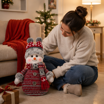 Fabric Snowman Christmas Decoration – Festive Plush Holiday Ornament for Christmas Trees, Windows, Tabletops and Cozy Seasonal Home Decorations