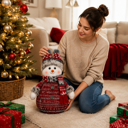 Fabric Snowman Christmas Decoration – Festive Plush Holiday Ornament for Christmas Trees, Windows, Tabletops and Cozy Seasonal Home Decorations