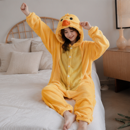 Capybara Flannel Onesie Costume-Cozy Hooded Sleepwear Jumpsuit for Kids Parties Cosplay and Comfortable Lounging