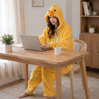 Capybara Flannel Onesie Costume-Cozy Hooded Sleepwear Jumpsuit for Kids Parties Cosplay and Comfortable Lounging