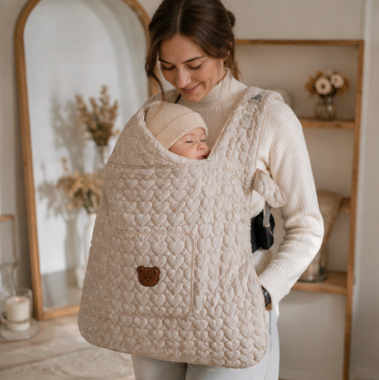 Fleece Baby Sling Cover – Hooded Infant Carrier Blanket for Warm Winter Travel and Newborn Protection