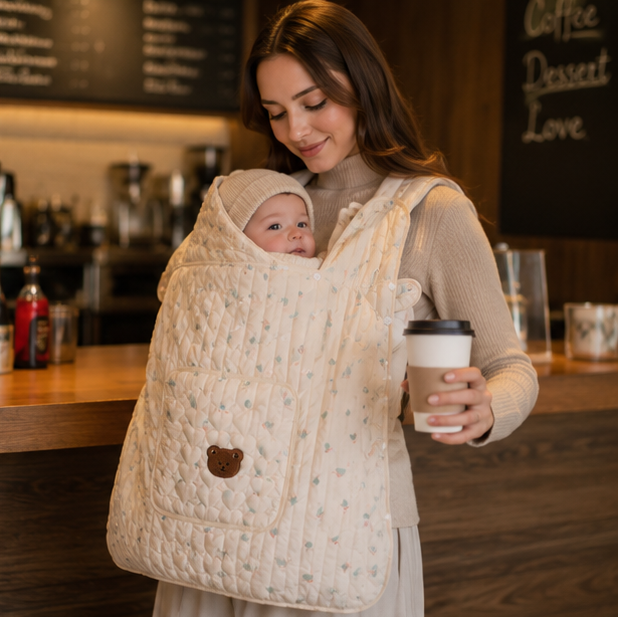 Fleece Baby Sling Cover – Hooded Infant Carrier Blanket for Warm Winter Travel and Newborn Protection