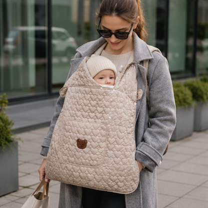Fleece Baby Sling Cover – Hooded Infant Carrier Blanket for Warm Winter Travel and Newborn Protection