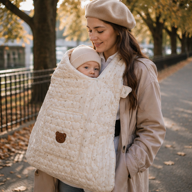 Fleece Baby Sling Cover – Hooded Infant Carrier Blanket for Warm Winter Travel and Newborn Protection