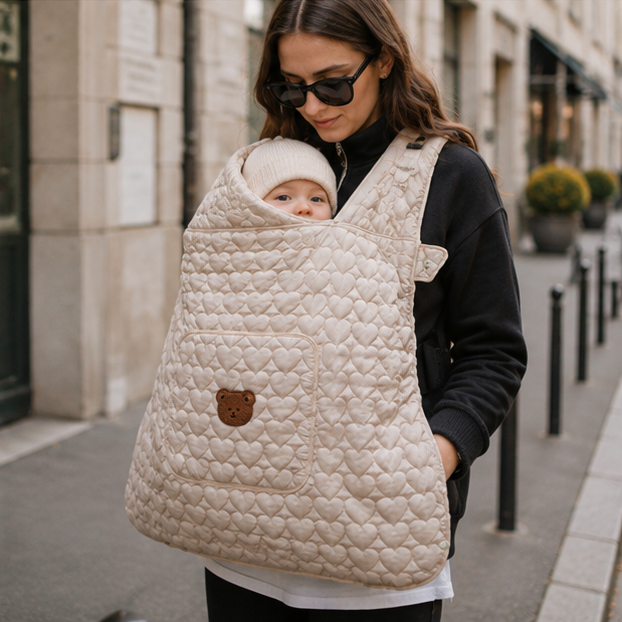 Fleece Baby Sling Cover – Hooded Infant Carrier Blanket for Warm Winter Travel and Newborn Protection
