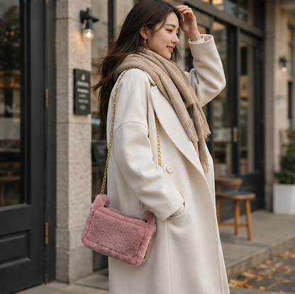 Fluffy Plush Shoulder Bag – Women's Soft Chain Underarm Handbag for Winter Fashion, Travel and Everyday Style