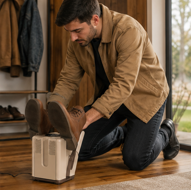 Foldable Electric Shoe Dryer – 200W Six Arm Boot and Sock Warmer with Timer for Winter Moisture Removal