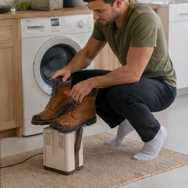 Foldable Electric Shoe Dryer – 200W Six Arm Boot and Sock Warmer with Timer for Winter Moisture Removal