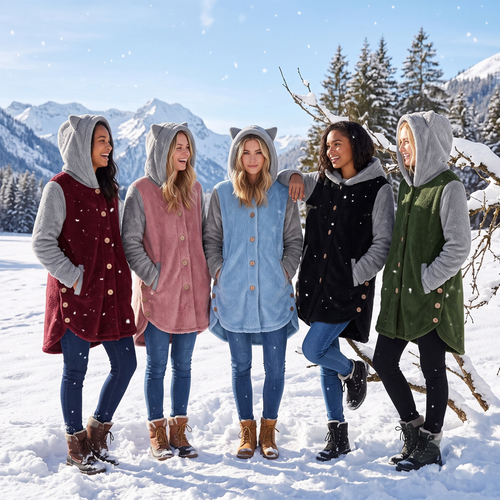 Women's Cat Ear Hoodie - Fleece Pullover Sweatshirt with Cute Print and Plus Size Comfort