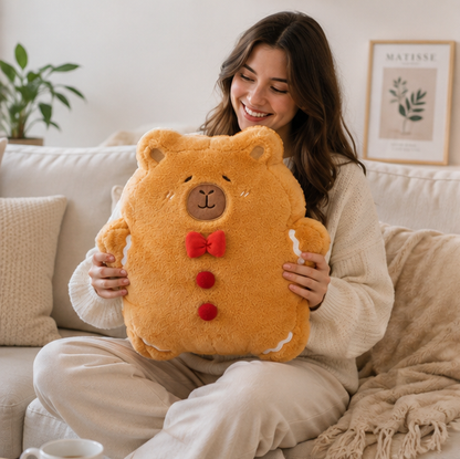 Gingerbread Bear Plush Pillow – Super Soft Christmas Cushion for Cozy Home Decor, Kids Gifts and Holiday Comfort