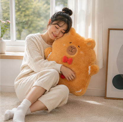 Gingerbread Bear Plush Pillow – Super Soft Christmas Cushion for Cozy Home Decor, Kids Gifts and Holiday Comfort