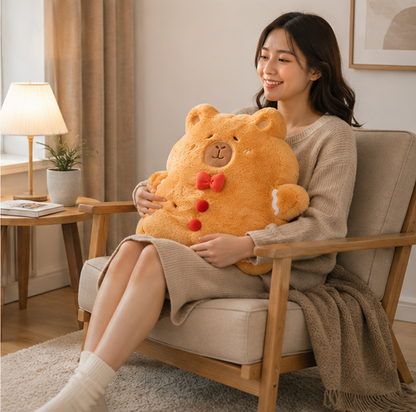 Gingerbread Bear Plush Pillow – Super Soft Christmas Cushion for Cozy Home Decor, Kids Gifts and Holiday Comfort