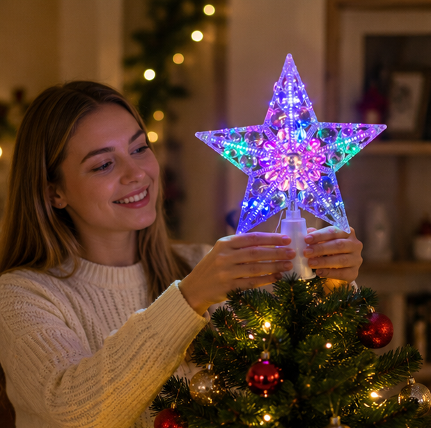 Glowing Star Christmas Ornament – Light Up Hanging Tree Pendant for Festive Holiday Decorations and Seasonal Home Displays