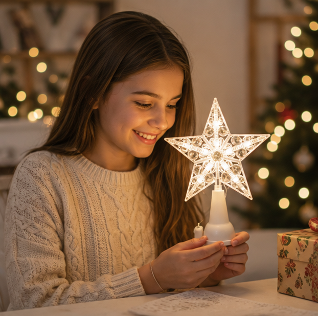 Glowing Star Christmas Ornament – Light Up Hanging Tree Pendant for Festive Holiday Decorations and Seasonal Home Displays