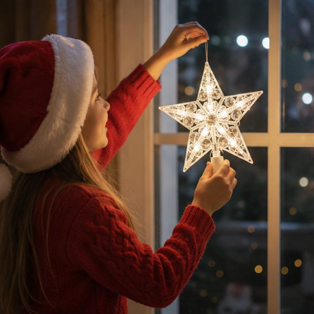 Glowing Star Christmas Ornament – Light Up Hanging Tree Pendant for Festive Holiday Decorations and Seasonal Home Displays