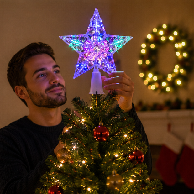 Glowing Star Christmas Ornament – Light Up Hanging Tree Pendant for Festive Holiday Decorations and Seasonal Home Displays