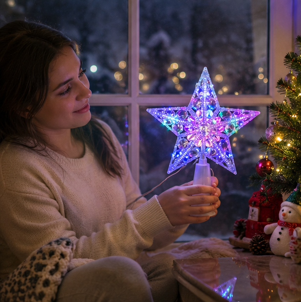 Glowing Star Christmas Ornament – Light Up Hanging Tree Pendant for Festive Holiday Decorations and Seasonal Home Displays