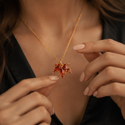 Gold Maple Leaf Pendant Necklace – Dainty Autumn Inspired Jewelry Gift for Thanksgiving, Halloween, Christmas and Everyday Elegance
