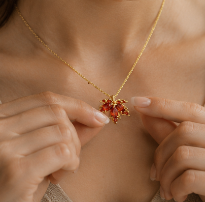 Gold Maple Leaf Pendant Necklace – Dainty Autumn Inspired Jewelry Gift for Thanksgiving, Halloween, Christmas and Everyday Elegance