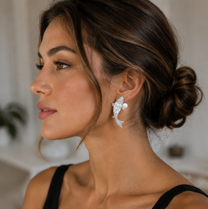 Gold Plated Heart Tassel Earrings – Elegant Ruffled Bead Drop Jewelry for Women, Parties, Weddings and Romantic Gift Giving