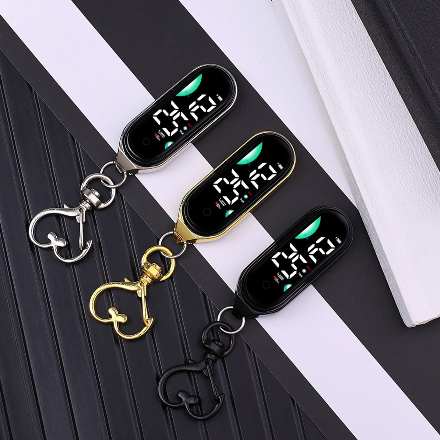LED Digital Pocket Watch – Waterproof Electronic Hanging Watch with Luminous Display and Carabiner Clip for Kids, Adults and Outdoor Activities