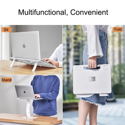 Portable Laptop Stand – Adjustable Multifunctional Notebook Desk with Cooling Vent, Foldable Design for MacBook, iPad, Bed Reading and Home Office Use