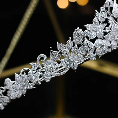 Cubic Zirconia Crown Tiara – Elegant Silver-Tone Bridal Headband for Women, Weddings, Birthdays, Parties and Special Occasions