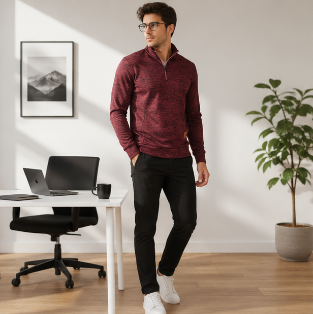Half Zip Sweatshirt - Thick Pullover Hoodie with Turtleneck Design for Autumn Outdoor Wear and Casual Street Fashion