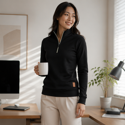 Half Zip Sweatshirt - Thick Pullover Hoodie with Turtleneck Design for Autumn Outdoor Wear and Casual Street Fashion