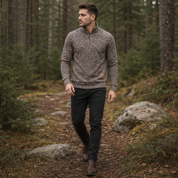 Half Zip Sweatshirt - Thick Pullover Hoodie with Turtleneck Design for Autumn Outdoor Wear and Casual Street Fashion
