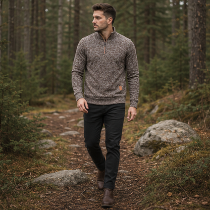 Half Zip Sweatshirt - Thick Pullover Hoodie with Turtleneck Design for Autumn Outdoor Wear and Casual Street Fashion
