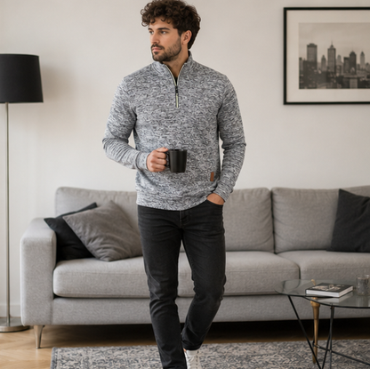 Half Zip Sweatshirt - Thick Pullover Hoodie with Turtleneck Design for Autumn Outdoor Wear and Casual Street Fashion