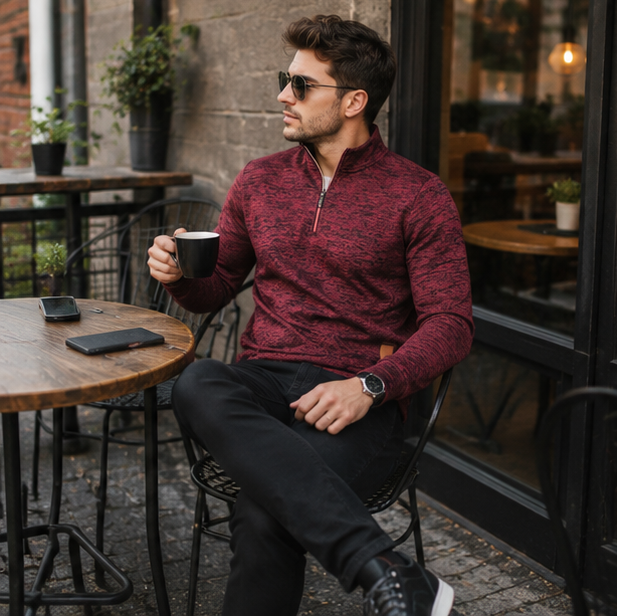 Half Zip Sweatshirt - Thick Pullover Hoodie with Turtleneck Design for Autumn Outdoor Wear and Casual Street Fashion