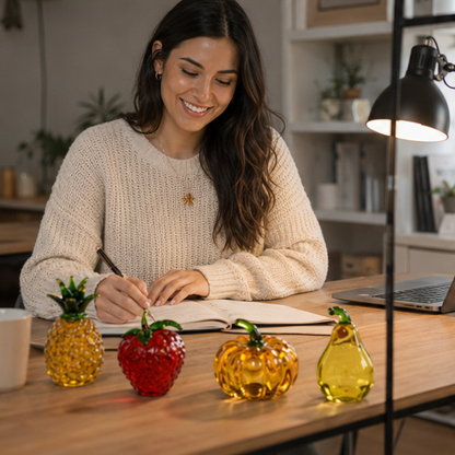 Hand Blown Glass Pineapple Figurine – Crystal Fruit Collectible Ornament for Kitchen, Office, Living Room and Elegant Home Decor