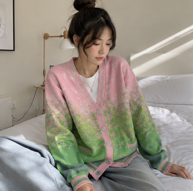 Harajuku Knit Cardigan Sweater – Unisex Anime Inspired V Neck Winter Jacket for Cozy Casual Streetwear and Everyday Style