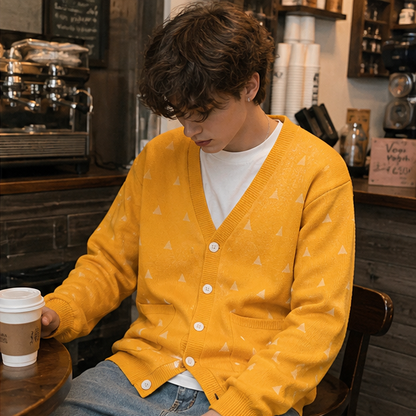 Harajuku Knit Cardigan Sweater – Unisex Anime Inspired V Neck Winter Jacket for Cozy Casual Streetwear and Everyday Style
