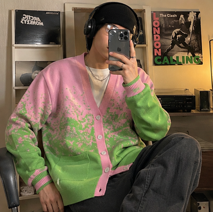 Harajuku Knit Cardigan Sweater – Unisex Anime Inspired V Neck Winter Jacket for Cozy Casual Streetwear and Everyday Style