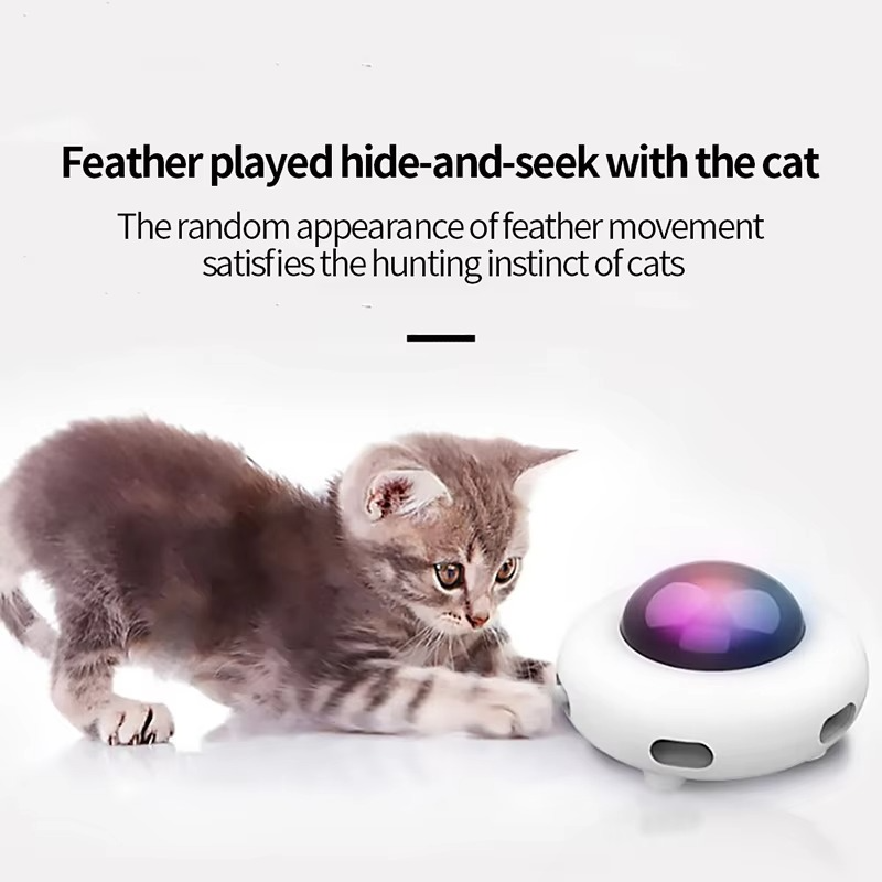 Smart UFO Cat Toy – Electronic Automatic Rotating Turntable with Interactive Teaser Stick for Exercise, Play and Indoor Entertainment