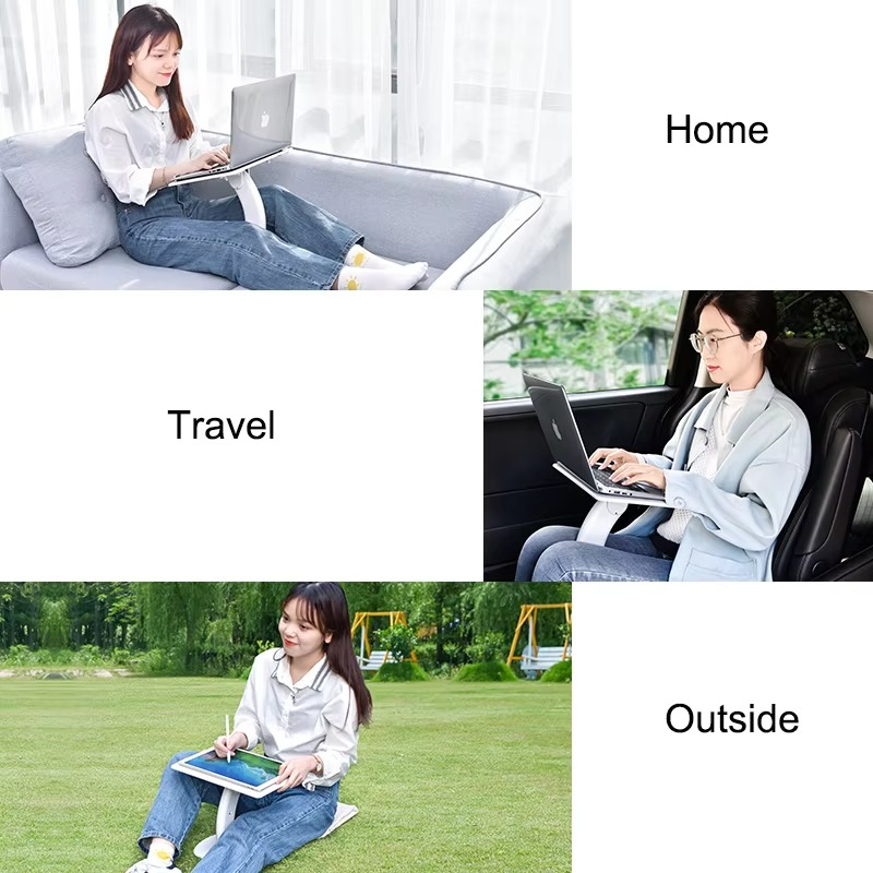 Portable Laptop Stand – Adjustable Multifunctional Notebook Desk with Cooling Vent, Foldable Design for MacBook, iPad, Bed Reading and Home Office Use