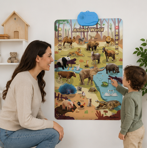 Interactive Alphabet Wall Chart - Electronic ABC Learning Poster for Toddlers Ages 2-5, Educational Play and Early Development