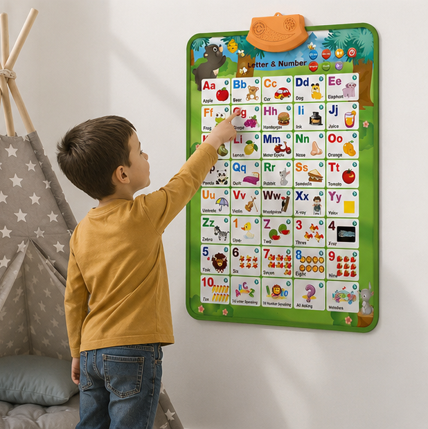 Interactive Alphabet Wall Chart - Electronic ABC Learning Poster for Toddlers Ages 2-5, Educational Play and Early Development