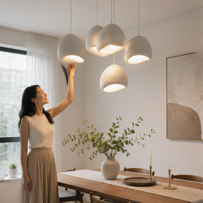 Japanese Wabi Sabi LED Chandelier-Modern Pendant Light for Dining Rooms Bedrooms and Designer Interior Decor