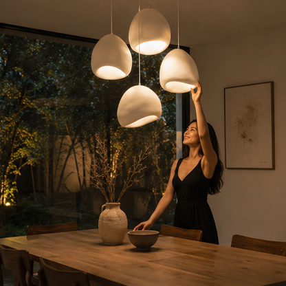 Japanese Wabi Sabi LED Chandelier-Modern Pendant Light for Dining Rooms Bedrooms and Designer Interior Decor