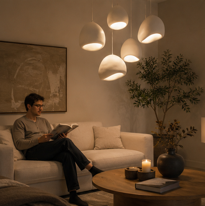 Japanese Wabi Sabi LED Chandelier-Modern Pendant Light for Dining Rooms Bedrooms and Designer Interior Decor