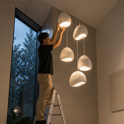 Japanese Wabi Sabi LED Chandelier-Modern Pendant Light for Dining Rooms Bedrooms and Designer Interior Decor
